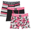 Fuchsia-Black-Grey - Front - Crosshatch Mens Crystaline Boxer Shorts (Pack of 3)