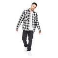 Black-White - Side - Crosshatch Mens Demaro Checked Lined Overshirt