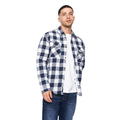 Navy-White - Front - Crosshatch Mens Demaro Checked Lined Overshirt