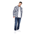 Navy-White - Side - Crosshatch Mens Demaro Checked Lined Overshirt