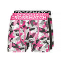 Fuchsia - Front - Crosshatch Mens Crystaline Boxer Shorts (Pack of 3)