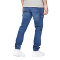 Stone Wash - Back - Crosshatch Mens Malimore Cuffed Ankle Cargo Jeans