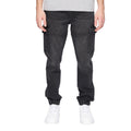 Black Wash - Front - Crosshatch Mens Malimore Cuffed Ankle Cargo Jeans