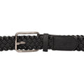 Black - Back - Crosshatch Mens Pretzel Woven Waist Belt