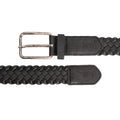 Black - Side - Crosshatch Mens Pretzel Woven Waist Belt