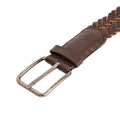 Brown - Side - Crosshatch Mens Pretzel Woven Waist Belt