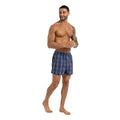 Blue - Lifestyle - Kandor Mens Daxhe Checked Woven Boxer Shorts (Pack of 6)