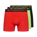 Green-Red - Front - Crosshatch Mens Highlighter Boxer Shorts (Pack of 3)