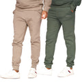 Khaki-Stone - Front - Crosshatch Mens Traymax Jogging Bottoms (Pack of 2)