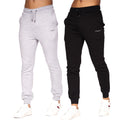 Black-Grey Marl - Front - Crosshatch Mens Traymax Jogging Bottoms (Pack of 2)