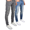 Grey-Stone Wash - Front - Duck and Cover Mens Tranfold Slim Jeans (Pack of 2)