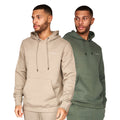 Khaki-Stone - Front - Crosshatch Mens Traymax Oversized Hoodie (Pack of 2)