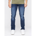 Dark Wash - Front - Crosshatch Mens Farrowed Stretch Jeans