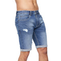 Mid Wash - Front - Crosshatch Mens Riptrey Abraised Denim Shorts