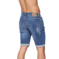 Mid Wash - Back - Crosshatch Mens Riptrey Abraised Denim Shorts