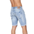 Light Wash - Back - Crosshatch Mens Riptrey Abraised Denim Shorts