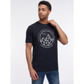 Navy - Front - Crosshatch Mens Talung Marl T-Shirt