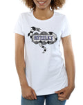 White - Side - Beetlejuice Womens-Ladies Sandworm Logo Cotton T-Shirt