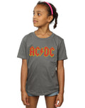 Charcoal - Back - AC-DC Girls Logo Cotton T-Shirt