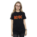 Black - Front - AC-DC Girls Logo Cotton T-Shirt