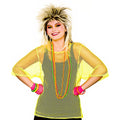 Yellow - Back - Bristol Novelty Womens-Ladies 80s Mesh Top