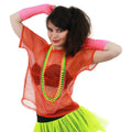 Orange - Back - Bristol Novelty Womens-Ladies 80s Mesh Top