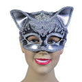 Silver - Back - Bristol Novelty Unisex Adults Jewelled Cat Mask