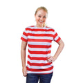 Red-White - Front - Bristol Novelty Womens-Ladies Striped T-Shirt