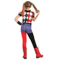Red-Black-White - Back - DC Super Hero Girls Childrens-Kids Deluxe Harley Quinn Costume