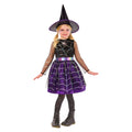 Black-Purple - Front - Bristol Novelty Girls Cobweb Witch Costume