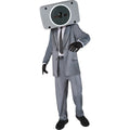 Grey-White - Front - Skibidi Toilet Boys Speakerman Costume