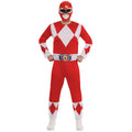 Red-White - Front - Mighty Morphin Power Rangers Unisex Adult Red Power Ranger Costume