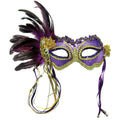 Purple-Gold - Front - Bristol Novelty Womens-Ladies Metallic Side Feather Mask