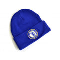 Royal Blue - Front - Chelsea FC Knitted Crest Turn Up Hat