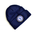 Navy Blue - Front - Chelsea FC Knitted Crest Turn Up Hat