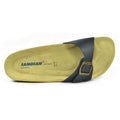 Navy - Side - Sanosan Womens-Ladies Malaga Leather Sandals