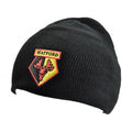 Black - Front - Watford FC Embroidered Knitted Roll Down Beanie