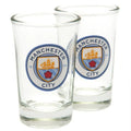 Clear-Blue-Red - Front - Manchester City FC Wordmark Shot Glass (Pack of 2)