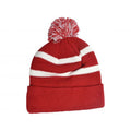 Red-White - Back - Arsenal FC Striped Knitted Bobble Beanie