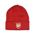 Light Red - Front - Arsenal FC Crest Knitted Turn Up Beanie