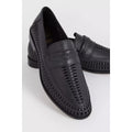 Black - Side - Burton Mens Basket Weave Leather Loafers