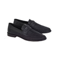 Black - Front - Burton Mens Basket Weave Leather Loafers