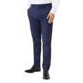 Navy - Side - Burton Mens Marl Slim Suit Trousers