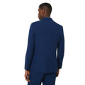 Navy - Back - Burton Mens Linen Tailored Wedding Suit Jacket