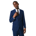 Navy - Front - Burton Mens Linen Tailored Wedding Suit Jacket