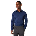 Navy - Front - Burton Mens Easy-Iron Slim Long-Sleeved Formal Shirt