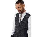 Charcoal - Side - Burton Mens Windowpane Check Slim Waistcoat