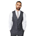 Charcoal - Front - Burton Mens Windowpane Check Slim Waistcoat