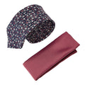 Rose - Front - Burton Mens Ditsy Print Tie & Pocket Square Set