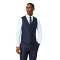 Grey - Front - Burton Mens Tonal Grid Check Slim Waistcoat